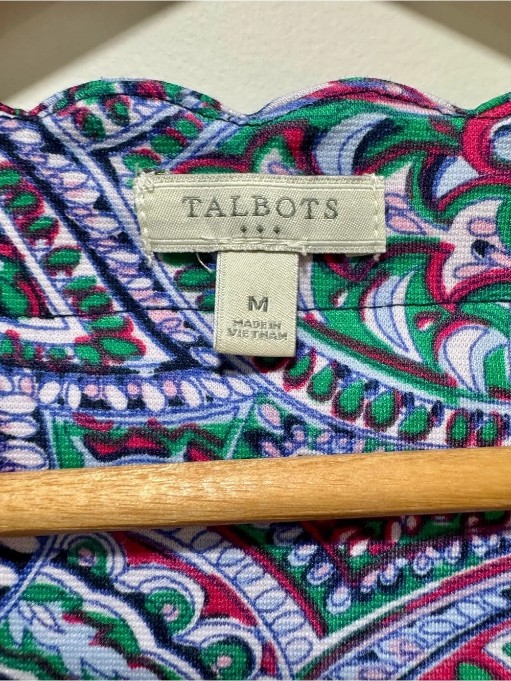 Talbots Floral Paisley Shift Dress Sleeveless Scalloped Collar Sheath Size M - Picture 3 of 4
